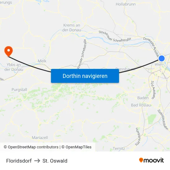Floridsdorf to St. Oswald map