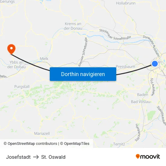 Josefstadt to St. Oswald map
