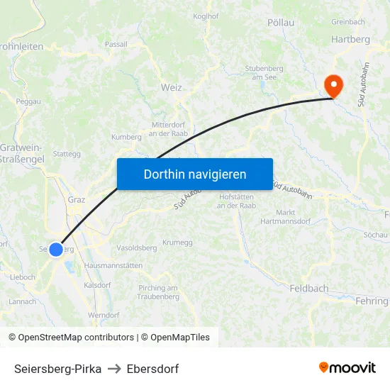 Seiersberg-Pirka to Ebersdorf map