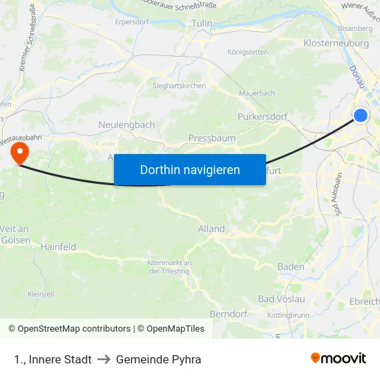 1., Innere Stadt to Gemeinde Pyhra map