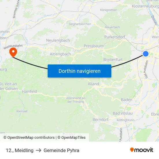 12., Meidling to Gemeinde Pyhra map