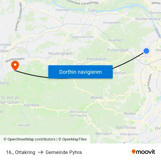 16., Ottakring to Gemeinde Pyhra map