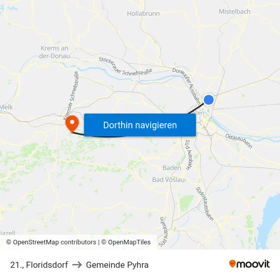 21., Floridsdorf to Gemeinde Pyhra map