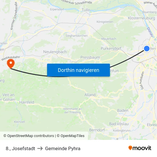 8., Josefstadt to Gemeinde Pyhra map