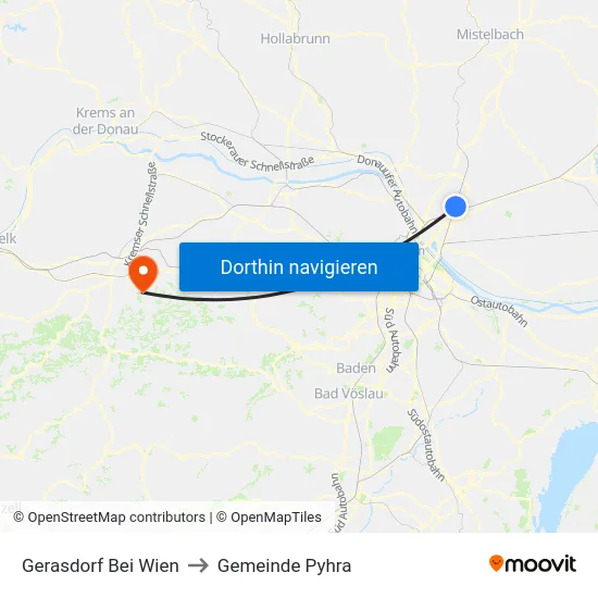 Gerasdorf Bei Wien to Gemeinde Pyhra map