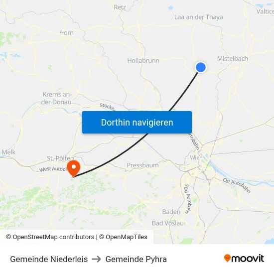 Gemeinde Niederleis to Gemeinde Pyhra map