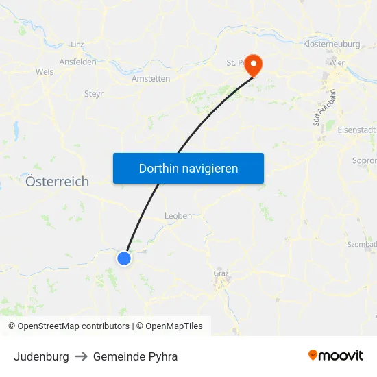Judenburg to Gemeinde Pyhra map