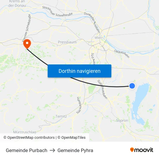 Gemeinde Purbach to Gemeinde Pyhra map