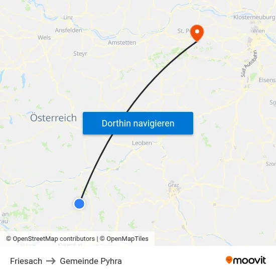 Friesach to Gemeinde Pyhra map