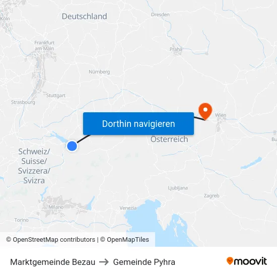 Marktgemeinde Bezau to Gemeinde Pyhra map