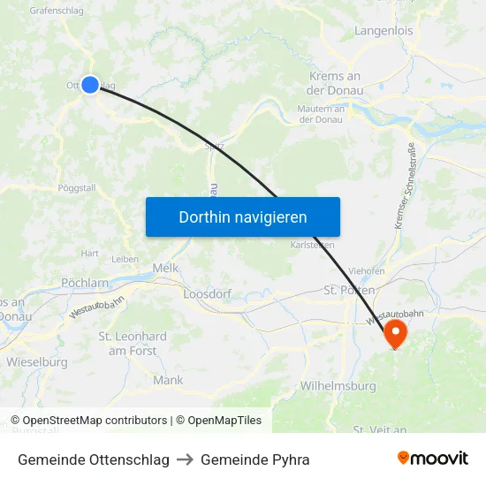 Gemeinde Ottenschlag to Gemeinde Pyhra map