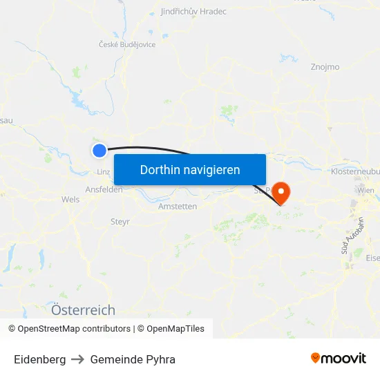 Eidenberg to Gemeinde Pyhra map