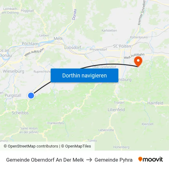 Gemeinde Oberndorf An Der Melk to Gemeinde Pyhra map
