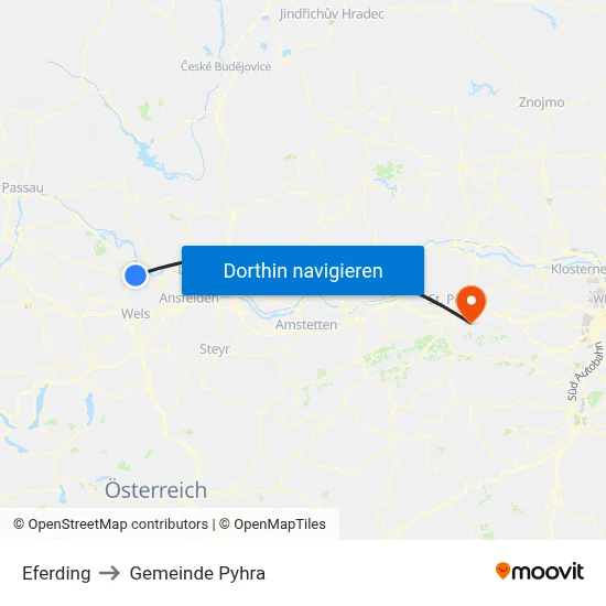 Eferding to Gemeinde Pyhra map