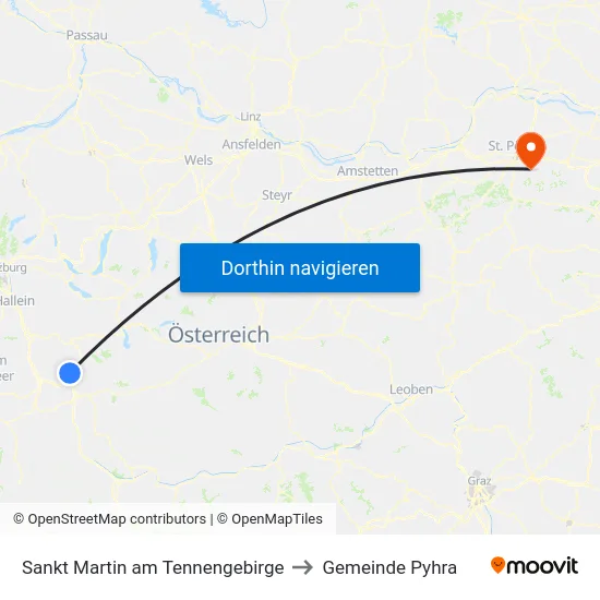 Sankt Martin am Tennengebirge to Gemeinde Pyhra map