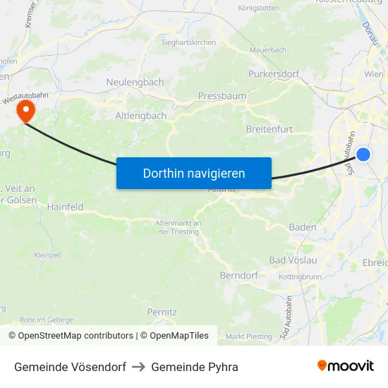 Gemeinde Vösendorf to Gemeinde Pyhra map
