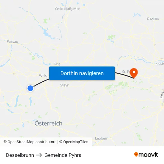 Desselbrunn to Gemeinde Pyhra map