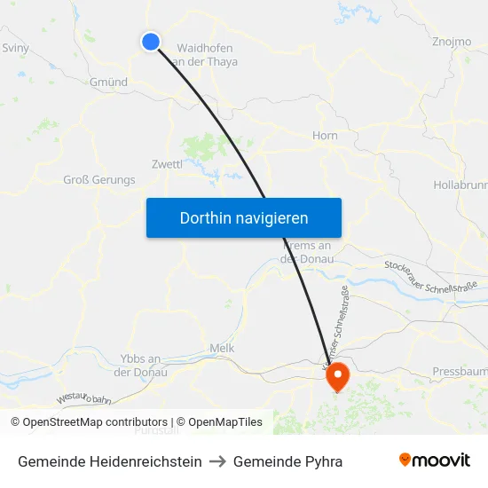 Gemeinde Heidenreichstein to Gemeinde Pyhra map
