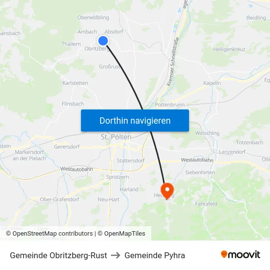 Gemeinde Obritzberg-Rust to Gemeinde Pyhra map
