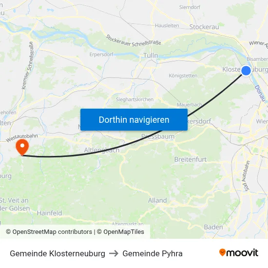 Gemeinde Klosterneuburg to Gemeinde Pyhra map