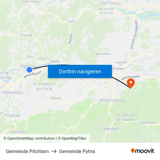 Gemeinde Pöchlarn to Gemeinde Pyhra map