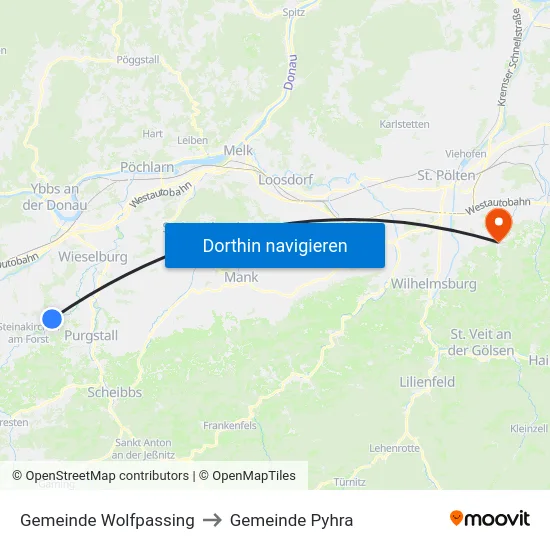 Gemeinde Wolfpassing to Gemeinde Pyhra map