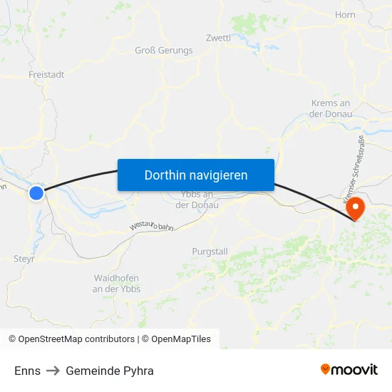 Enns to Gemeinde Pyhra map