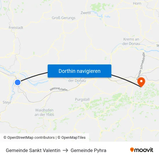 Gemeinde Sankt Valentin to Gemeinde Pyhra map