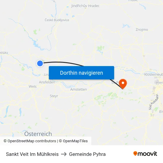 Sankt Veit Im Mühlkreis to Gemeinde Pyhra map
