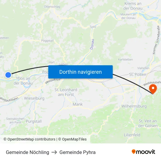 Gemeinde Nöchling to Gemeinde Pyhra map