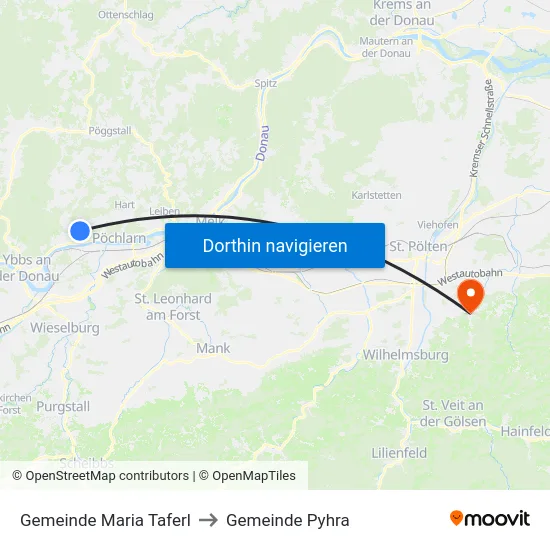 Gemeinde Maria Taferl to Gemeinde Pyhra map