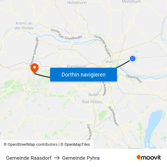 Gemeinde Raasdorf to Gemeinde Pyhra map