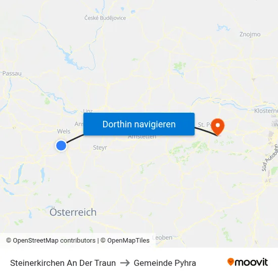 Steinerkirchen An Der Traun to Gemeinde Pyhra map