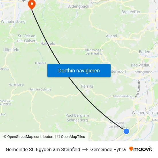 Gemeinde St. Egyden am Steinfeld to Gemeinde Pyhra map