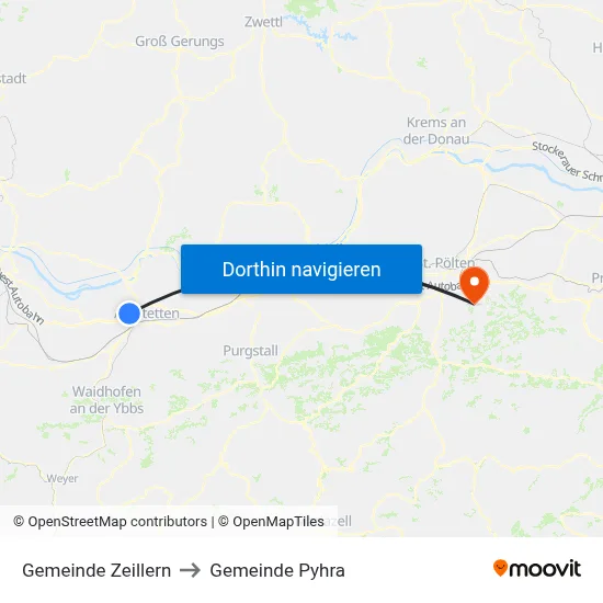 Gemeinde Zeillern to Gemeinde Pyhra map