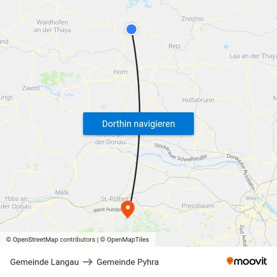 Gemeinde Langau to Gemeinde Pyhra map
