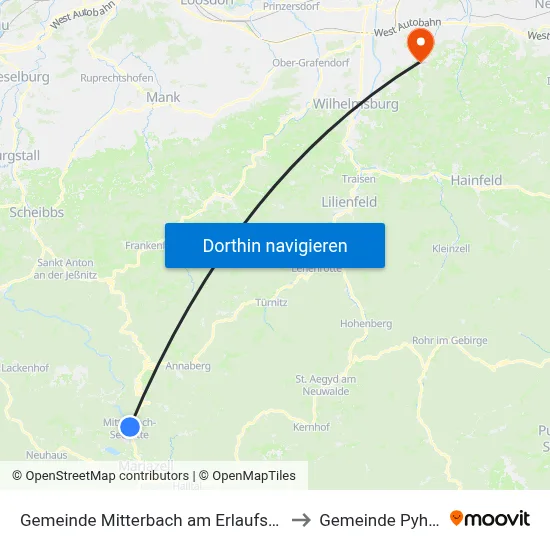 Gemeinde Mitterbach am Erlaufsee to Gemeinde Pyhra map