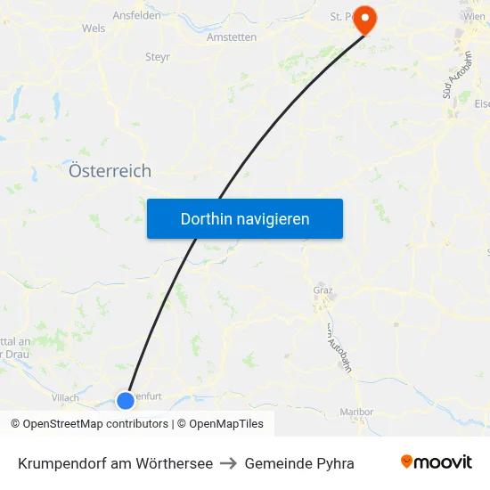 Krumpendorf am Wörthersee to Gemeinde Pyhra map
