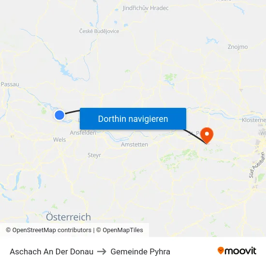 Aschach An Der Donau to Gemeinde Pyhra map