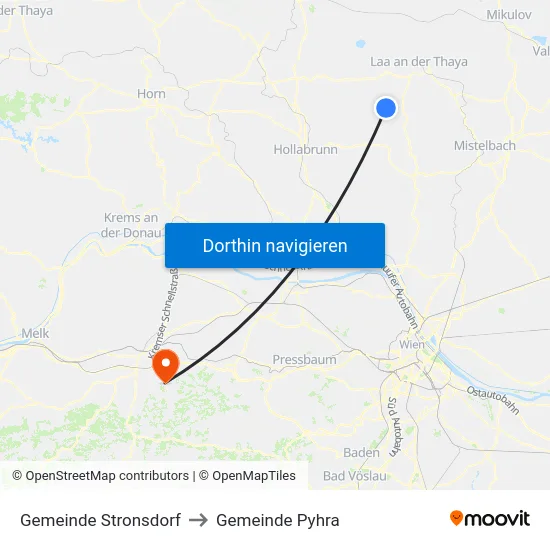 Gemeinde Stronsdorf to Gemeinde Pyhra map