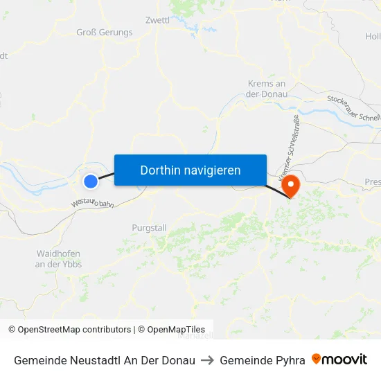 Gemeinde Neustadtl An Der Donau to Gemeinde Pyhra map