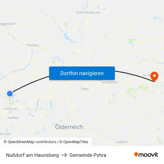 Nußdorf am Haunsberg to Gemeinde Pyhra map