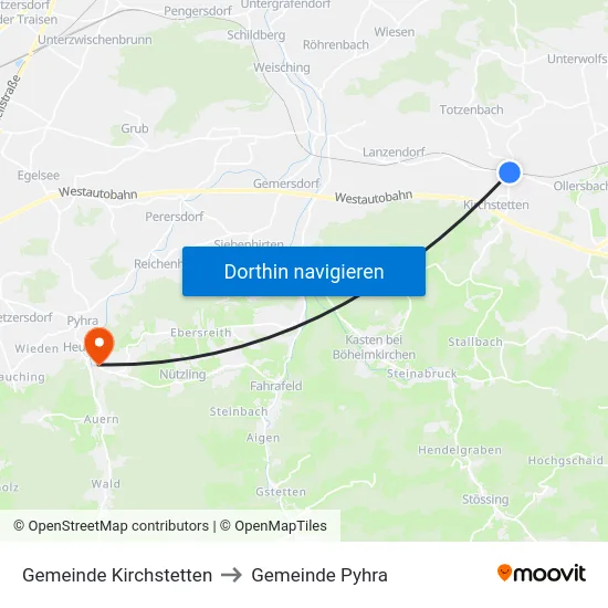 Gemeinde Kirchstetten to Gemeinde Pyhra map
