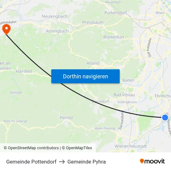 Gemeinde Pottendorf to Gemeinde Pyhra map