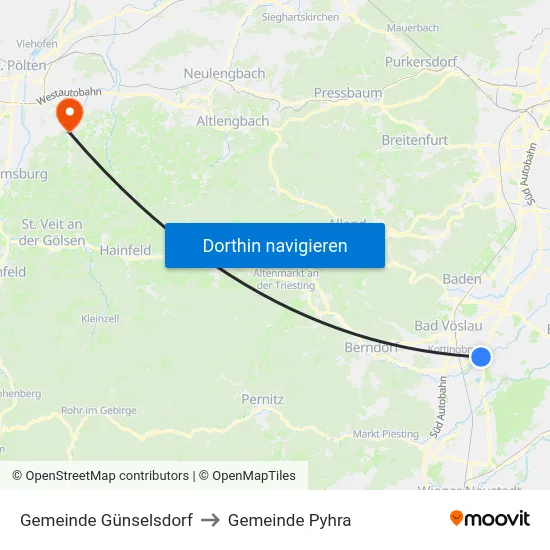 Gemeinde Günselsdorf to Gemeinde Pyhra map