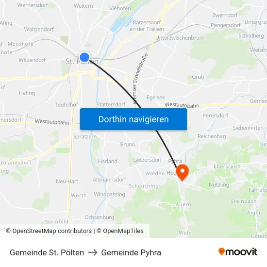 Gemeinde St. Pölten to Gemeinde Pyhra map