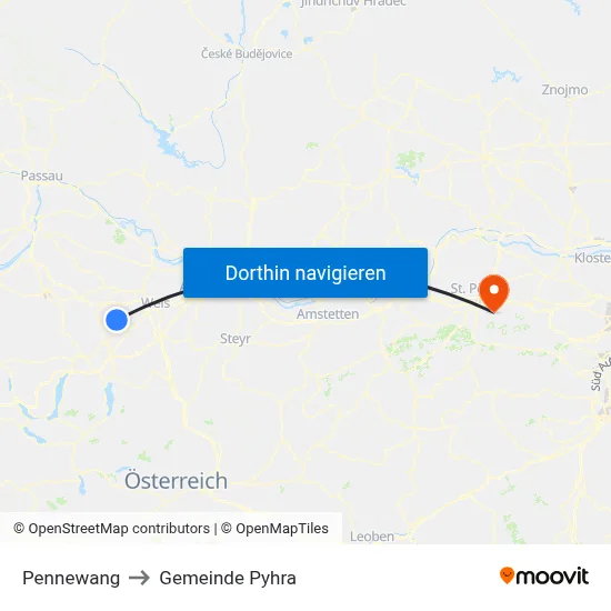 Pennewang to Gemeinde Pyhra map