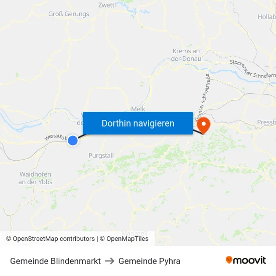 Gemeinde Blindenmarkt to Gemeinde Pyhra map