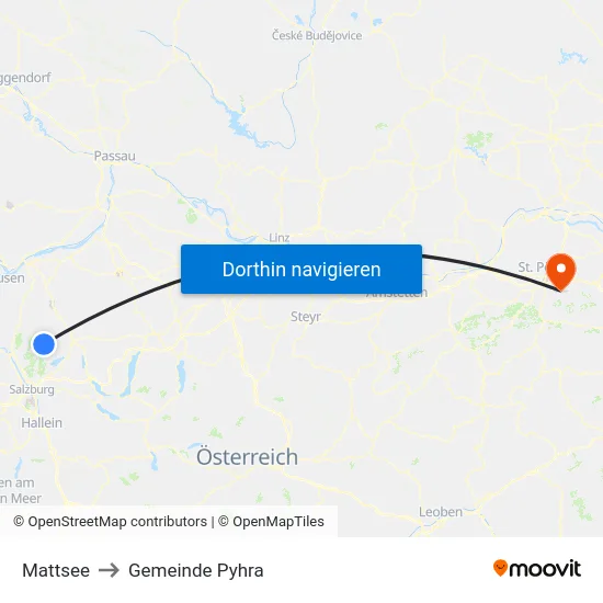 Mattsee to Gemeinde Pyhra map