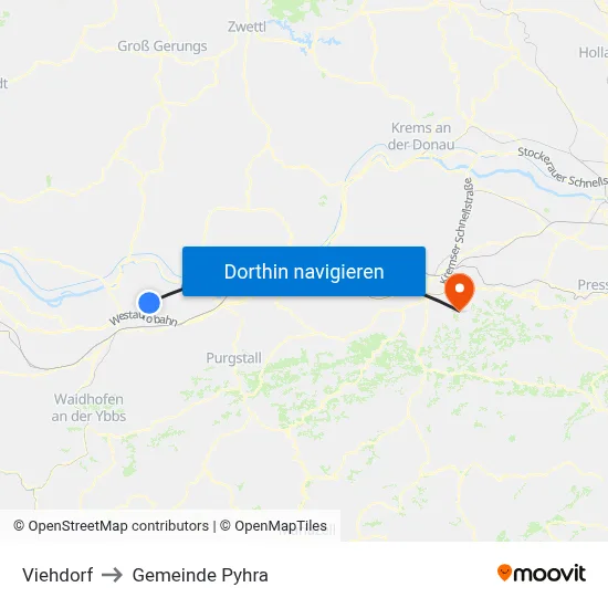 Viehdorf to Gemeinde Pyhra map